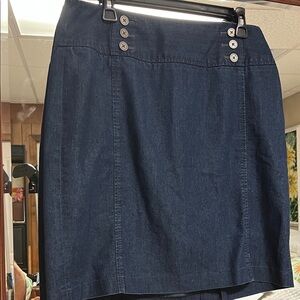 Kim Rogers 12 petite Denim Button-Accent Skirt